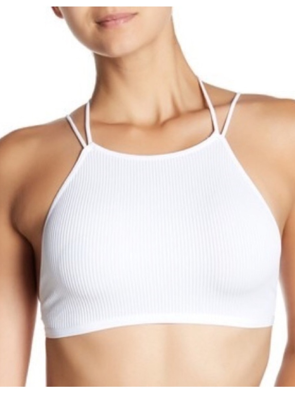 Free People High Neck Bra Bralette in White NWT